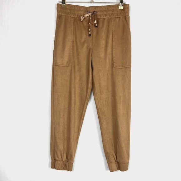 Jules & Leopold Jogger Womens Medium Camel Faux Suede High Rise Drawstring Pants - Picture 1 of 11